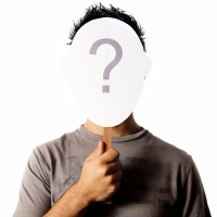 man hiding face with question mark